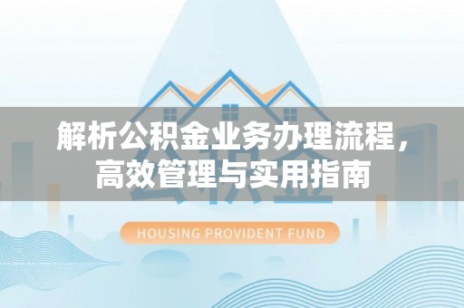 瑞安解析公积金业务办理流程，高效管理与实用指南